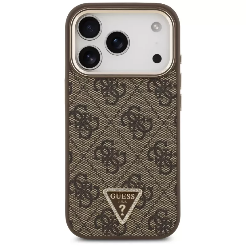 GUESS 4G Triangle Logo MagSafe-kotelo iPhone 17 Pro / 18 Pro - ruskea