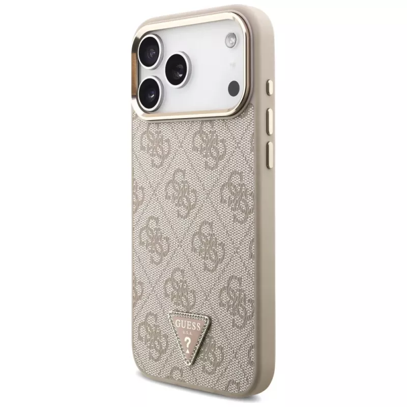 GUESS 4G Triangle Logo MagSafe-kotelo iPhone 18 Pro Max / 17 Pro Max - ruusukulta