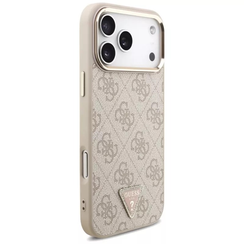 GUESS 4G Triangle Logo MagSafe-kotelo iPhone 18 Pro Max / 17 Pro Max - ruusukulta