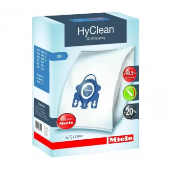 Miele GN HyClean Pure pölynimurin pussipaketti, 4 pussia + 2 suodatinta, 99,9 % suodatus, malleihin S4000/S5000/S6000/S8000/C1/C2/C3