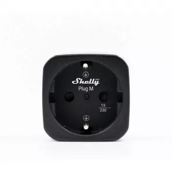 Shelly Plug M Gen3 musta 2 kpl:n pakkaus älypistoke tehonmittauksella, Wi-Fi & Bluetooth, 13A, energianseuranta, Schuko