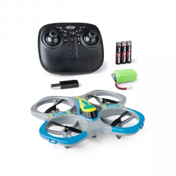 TAMIYA CARSON Carson Cyber Drone poliisi 2.4G 100% RTF – poliisiversio quadrokopteri 6-akselisella gyroskoopilla, korkeudenpito, headless-tila, 360° flipsit, LED-valot, lentovalmiina