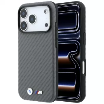 BMW M Carbon Metal Logo MagSafe-kotelo iPhone 18 Pro / 17 Pro - harmaa