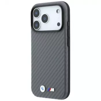BMW M Carbon Metal Logo MagSafe-kotelo iPhone 18 Pro / 17 Pro - harmaa