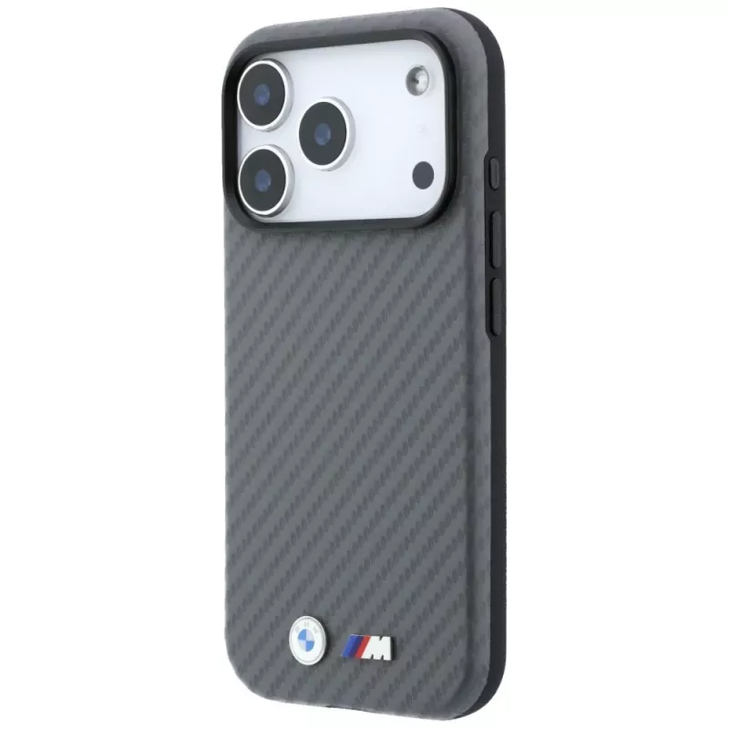 BMW M Carbon Metal Logo MagSafe-kotelo iPhone 18 Pro / 17 Pro - harmaa