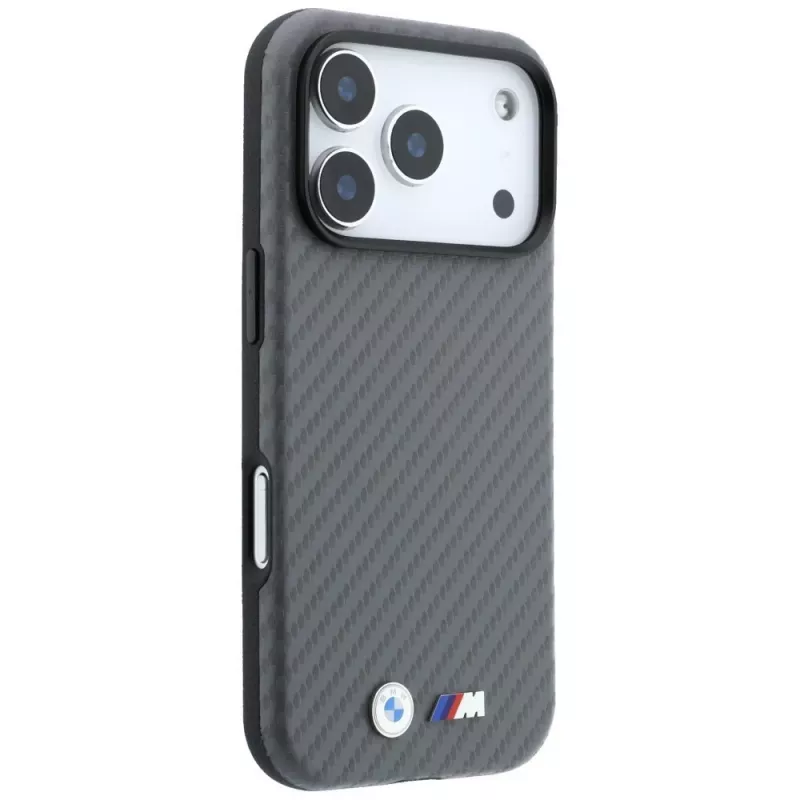 BMW M Carbon Metal Logo MagSafe-kotelo iPhone 18 Pro / 17 Pro - harmaa