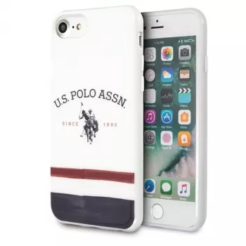 U.S. POLO ASSN. USHCI8PCSTRB iPhone 7/8/SE 2020/SE 2022 kotelo valkoinen trikolor-kuvio mallisto