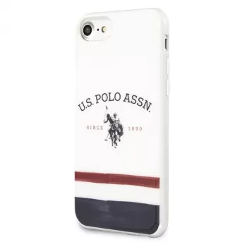 U.S. POLO ASSN. USHCI8PCSTRB iPhone 7/8/SE 2020/SE 2022 kotelo valkoinen trikolor-kuvio mallisto