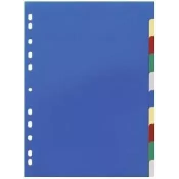DURABLE 674027 A4 asiakirjaerottimet 1-10, polypropeeni, 10-osainen, yleisreikä, sekavärit