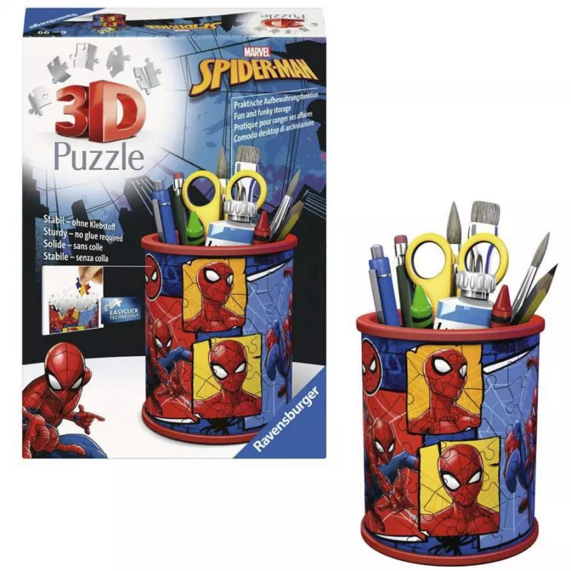 RAVENSBURGER 3D-palapeli kynäteline Spider-Man - 54 palaa, virallinen Marvel, Easy Click