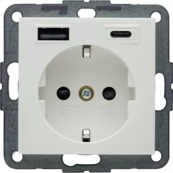 Berker S.1 SCHUKO-pistorasia USB-C PD 20W, polarvalkoinen matta