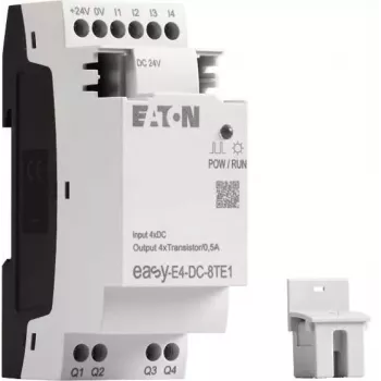 Eaton easyE4 DC 8TE1 digitaalinen I/O-laajennusmoduuli, 4DI/4DO, 24V DC, transistori PNP