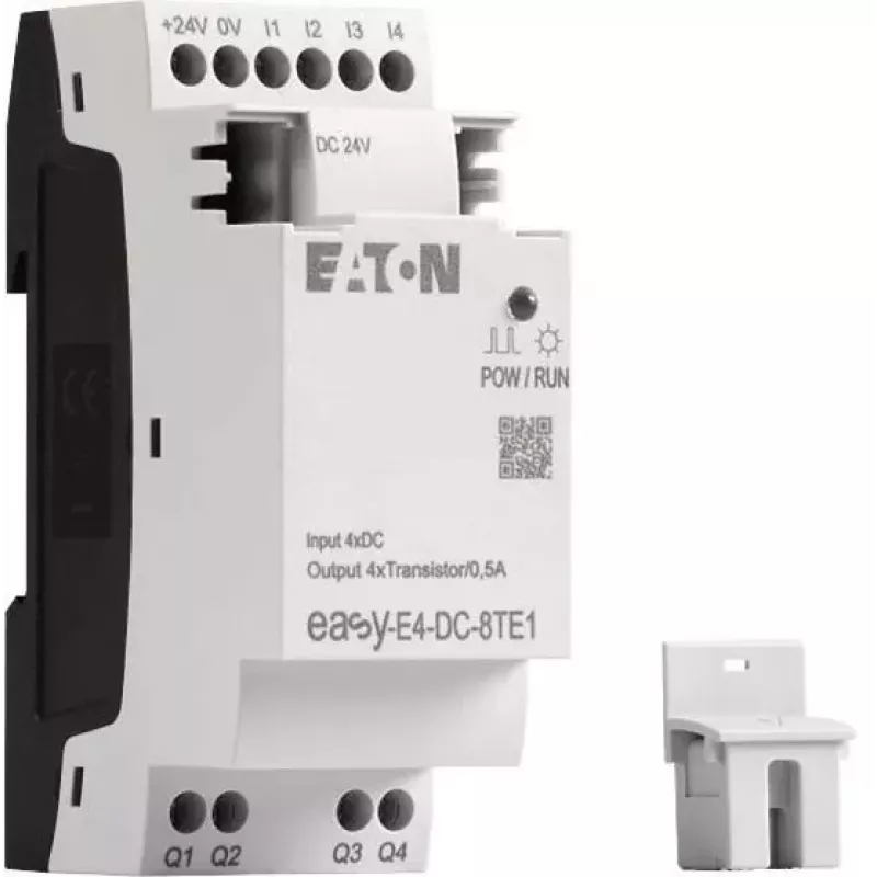 Eaton easyE4 DC 8TE1 digitaalinen I/O-laajennusmoduuli, 4DI/4DO, 24V DC, transistori PNP