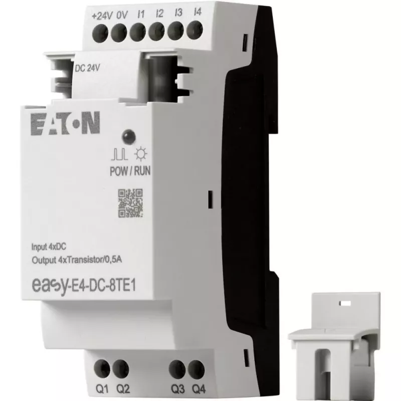Eaton easyE4 DC 8TE1 digitaalinen I/O-laajennusmoduuli, 4DI/4DO, 24V DC, transistori PNP