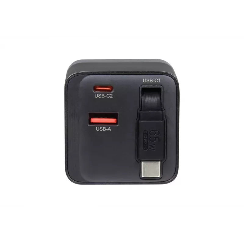 ALLNET 65W GaN USB-C PD seinälaturi Quick Charge 3.0, 2x USB-C ja 1x USB-A