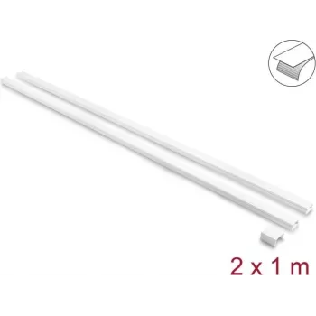 Delock itseliimautuva kaapelikanava liukukannella 24 x 14 mm sis. liittimet - 1 m pituus, 2 kpl pakkaus, valkoinen
