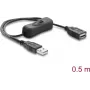 Delock USB-jatkokaapeli Type-A uros naaras kytkimellä 0,5 m musta