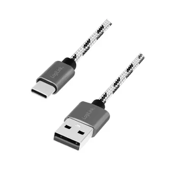 LogiLink USB 2.0 Type-C 3 kaapelin sarja, USB-C uros USB-A urokseen, alumiinikotelo, nylonpunottu, valkoinen/musta
