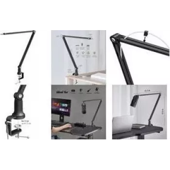 LogiLink mikrofonivarsi, 840 mm, musta, täysin säädettävä, 360° kääntyvä, pöytäkiinnike, teräs