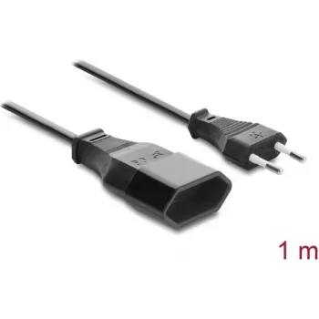 Delock Europlug-jatkokaapeli CEE 7/16 pistoke naarasliittimeen 2 x 0,75 mm², 1 m, musta