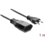 Delock Europlug-jatkokaapeli CEE 7/16 pistoke naarasliittimeen 2 x 0,75 mm², 1 m, musta