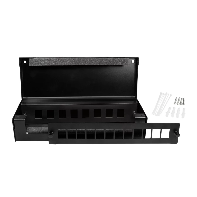 LogiLink konsolidointipistelaatikko 8 tai 12 Keystone-moduulille, metalli, musta