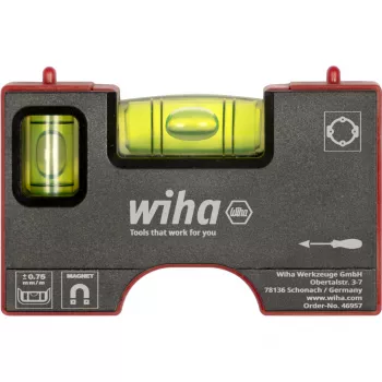 WIHA Mini-vesivaaka Pocket 8 cm harmaa/punainen magneetilla