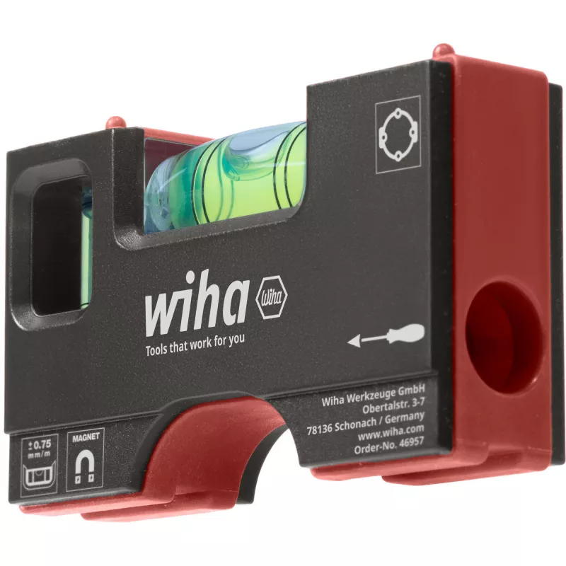 WIHA Mini-vesivaaka Pocket 8 cm harmaa/punainen magneetilla