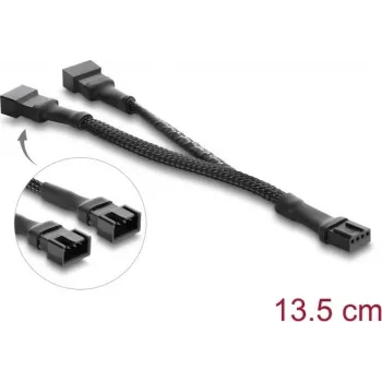 Delock Y-tuuletinkaapeli 1 x 4-pin PWM naaras 2 x 4-pin PWM uros punottu suojasukka 13,5 cm musta