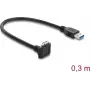 Delock USB 5 Gbps kaapeli USB Type-A uros USB Micro-B uros ruuvilukitus 90° ylöspäin kulma 0,3 m musta