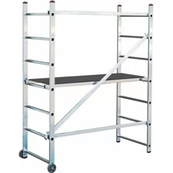 KRAUSE CORDA teline Mini korkeus 3 m alumiininen siirrettävä teline 4 ohjauspyörällä, alusta 1500x600 mm, kuormaluokka 2, EN 1004