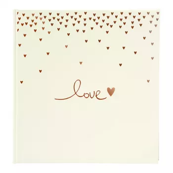 Goldbuch Raining Hearts beige valokuva-albumi, 60 valkoista sivua, kovakantinen, PU-kansi, 31x30 cm