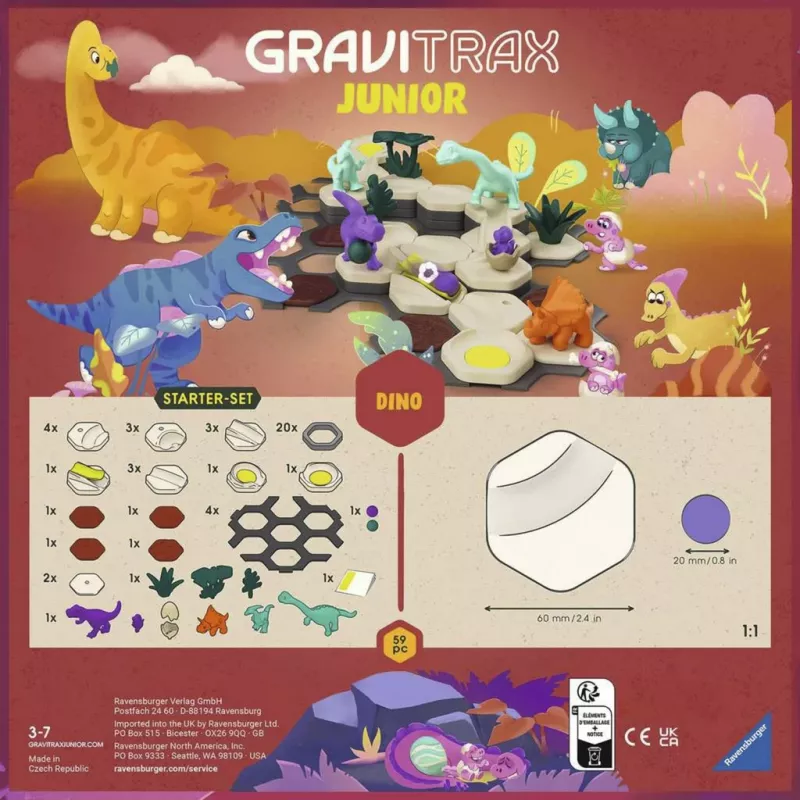 RAVENSBURGER GraviTrax Junior Starter Set S Dino - 102-osainen kuulapelirata yli 3-vuotiaille lapsille