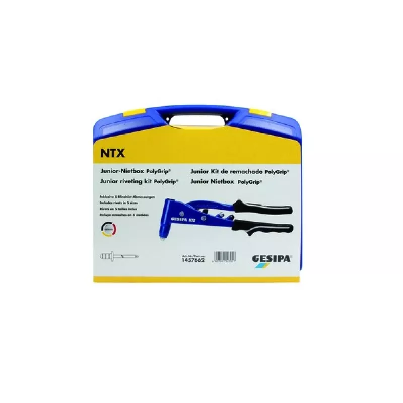 Gesipa PolyGrip® Junior niittilaatikko – 352-osainen sokeaniittivalikoima peltilaukussa