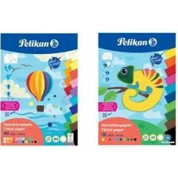 Pelikan värillinen paperilohko DIN A3, 10 arkkia, 10 eri väriä, 120 g/m², yläreunaliimattu
