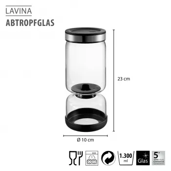 GEFU LAVINA jogurtti- ja rahkasihvilä lasi 1,3 L ruostumattomalla terässihvilällä