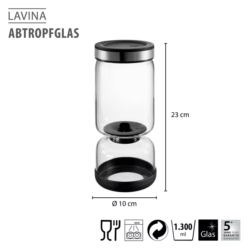 GEFU LAVINA jogurtti- ja rahkasihvilä lasi 1,3 L ruostumattomalla terässihvilällä