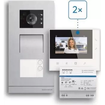 ABB Welcome Basic 2-johdin videopuhelinjärjestelmä kahden perheen taloon, 4,3 inch näyttö, valkoinen