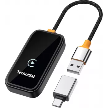 TechniSat Technicast 100 langaton CarPlay- ja Android Auto -adapteri – musta, USB-C, Plug & Play