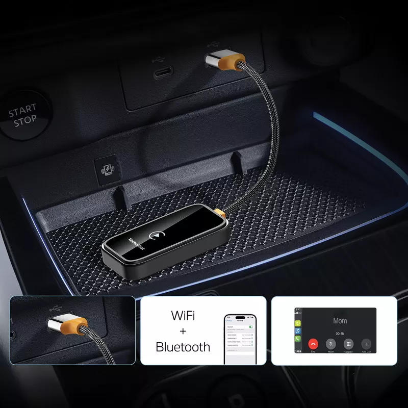 TechniSat Technicast 100 langaton CarPlay- ja Android Auto -adapteri – musta, USB-C, Plug & Play
