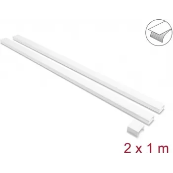 Delock itseliimautuva kaapelikanava liukukannella 40 x 19 mm, liitoskappale, 1 m, 2 kpl:n pakkaus, valkoinen
