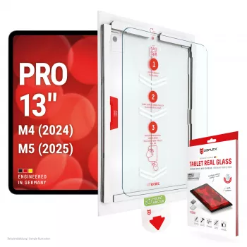 E.V.I. DISPLEX Tablet Real Glass näytönsuoja Apple iPad Pro 13 (2024/2025) - 9H karkaistu lasi, ultrakirkas, 2.5D pyöristetyt reunat, oleofobinen pinnoite, kuplaton asennus