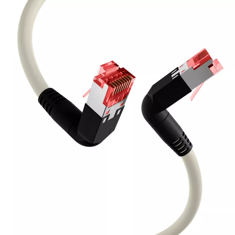 EFB Elektronik K4137GR.2 Cat.6A S/FTP LSZH -kytkentäkaapeli, Draka UC900 TM21, 2x90 astetta, 2 m, harmaa