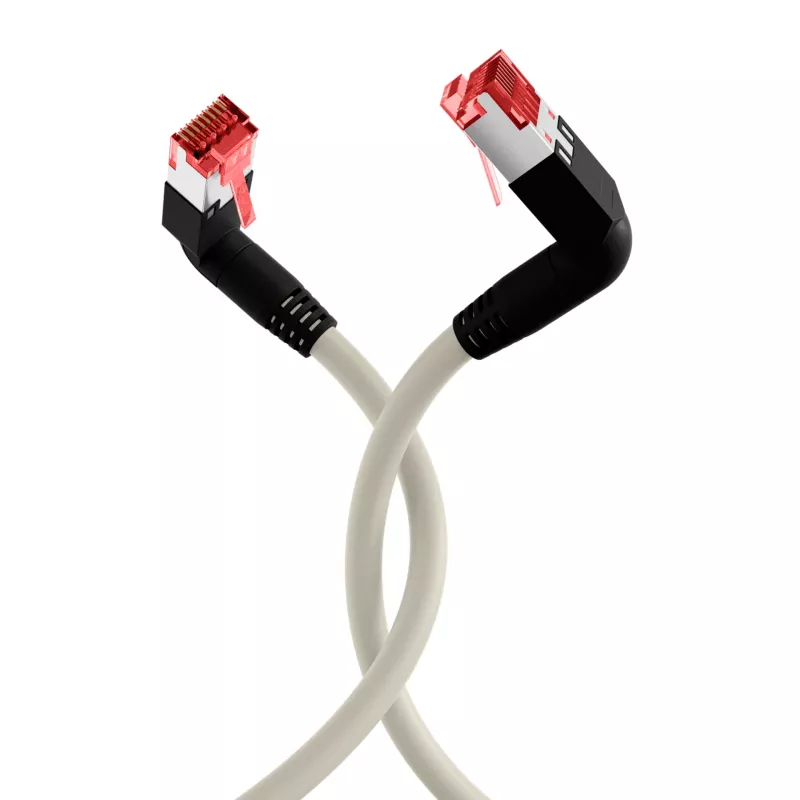 EFB Elektronik K4137GR.2 Cat.6A S/FTP LSZH -kytkentäkaapeli, Draka UC900 TM21, 2x90 astetta, 2 m, harmaa