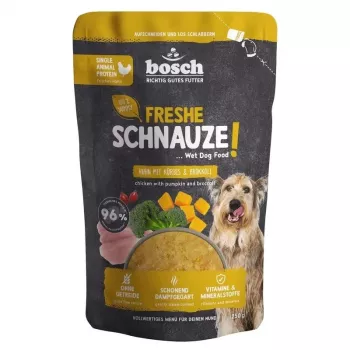 BOSCH Freshe Schnauze Mono-Protein märkäruoka koirille kanalla, kurpitsalla ja parsakaalilla – 250g pussi