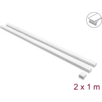 Delock itseliimautuva kaapelikanava liukukannella 30 x 14 mm sis. liittimet - 1 m, 2 kpl:n pakkaus, valkoinen