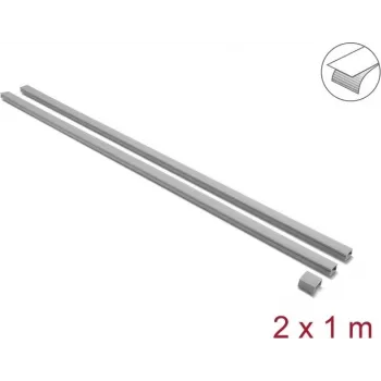 Delock itseliimautuva kaapelikanava liukukannella 24 x 14 mm, 1 m, 2 kpl:n pakkaus, harmaa, sis. liittimet