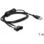 Delock USB Type-A uros 2 x 4-pin tuuletinliitäntäkaapeli virtakytkimellä, 1 m, musta