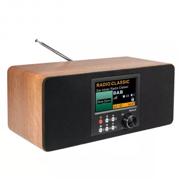 Albrecht DR 864 stereo DAB+ FM-radio Bluetoothilla, puukotelo, 2x7W RMS, 2,4 tuuman TFT-värinäyttö, kaksoisherätys, AUX-in, kuulokeliitäntä, USB-lataustoiminto, kaukosäädin