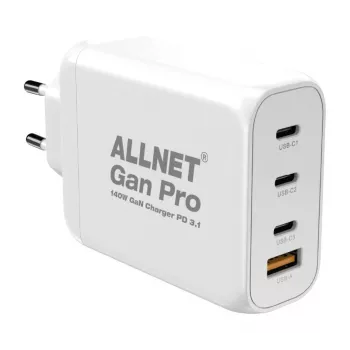 ALLNET GaN USB-C PD 3.1 verkkolaite 140W 1A3C